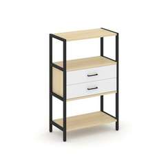 Shelf System Односекционный стеллаж трехярусный с ящиками SN.STM-312 Акация Лорка/Белый/Металл Черны