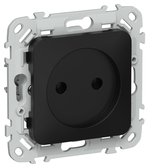 FLITE Розетка без заземления без защитных шторок безвинтовое крепление 10А РС01-1-ФлЧ черный IEK