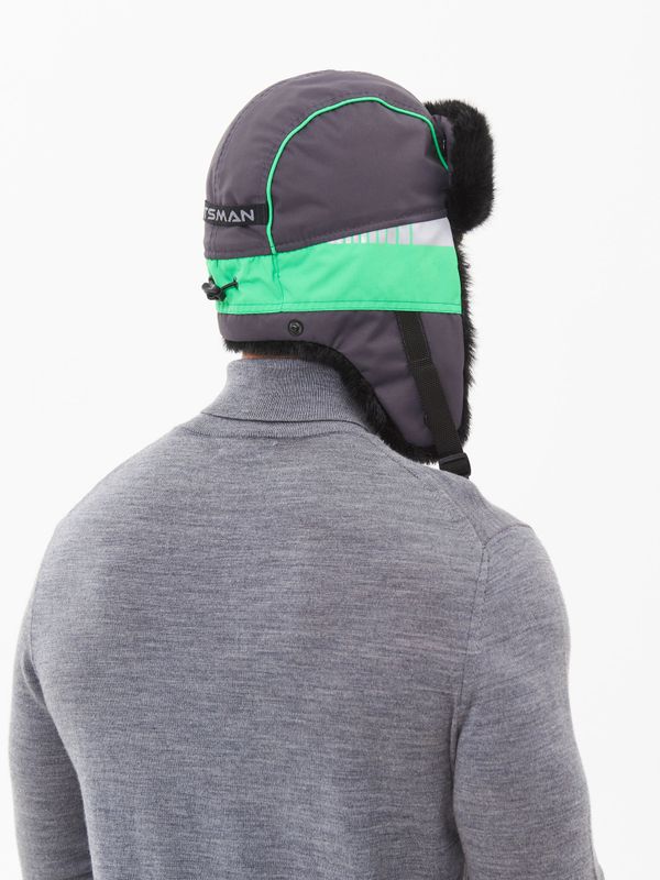 Шапка ушанка зимняя Yakutia цвет Тёмно-серый ткань Galaxy Breathable иск. мех Норка