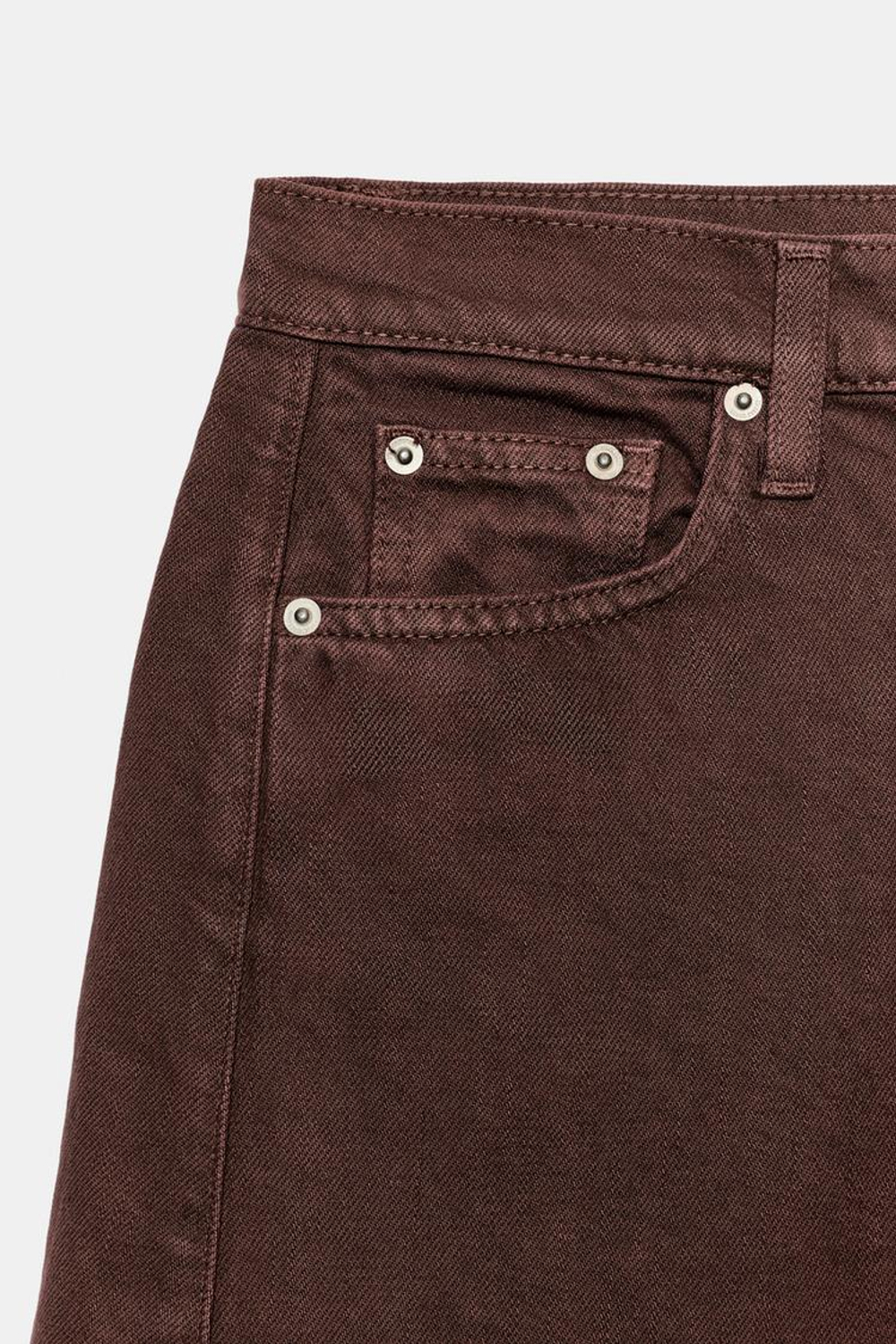 ZARA ДЖИНСОВЫЕ ШОРТЫ RELAXED СО СРЕДНЕЙ ПОСАДКОЙ — ZW COLLECTION, ТЕМНО-ГРАНАТОВЫЙ