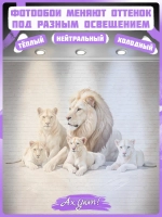 3D Фотообои львы и бежевые кирпичи