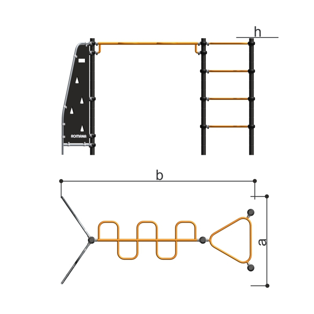 Детский спортивный комплекс с рукоходом-змейка Серия треугольник Romana 401.25.00