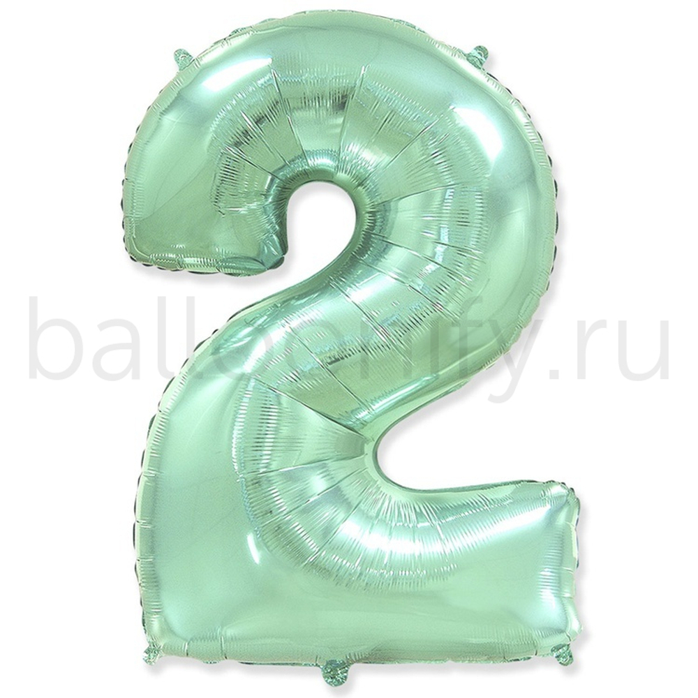 Шар ЦИФРА 2 Пастель Mint 40" 102 см