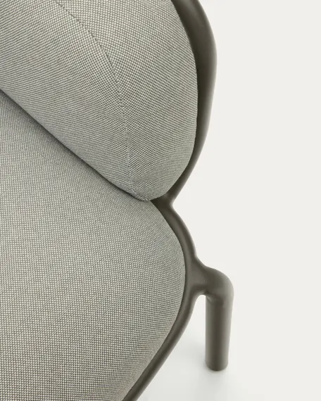 Уличный диван Joncols из серой ткани и зеленым алюминиевым каркасом 225 см