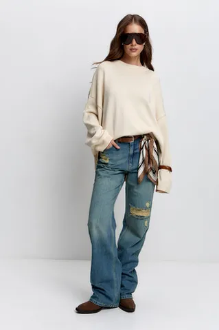 Джемпер с хлопком ванильного цвета