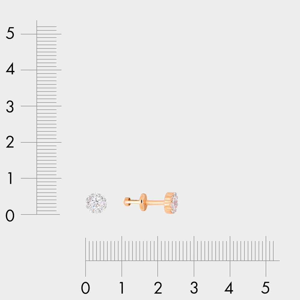 Серьги-пусеты из розового золота 585 пробы с фианитами (арт. 050087)