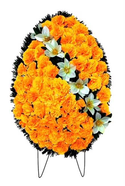 Венок 65 см высота желтые гвоздики и лилии