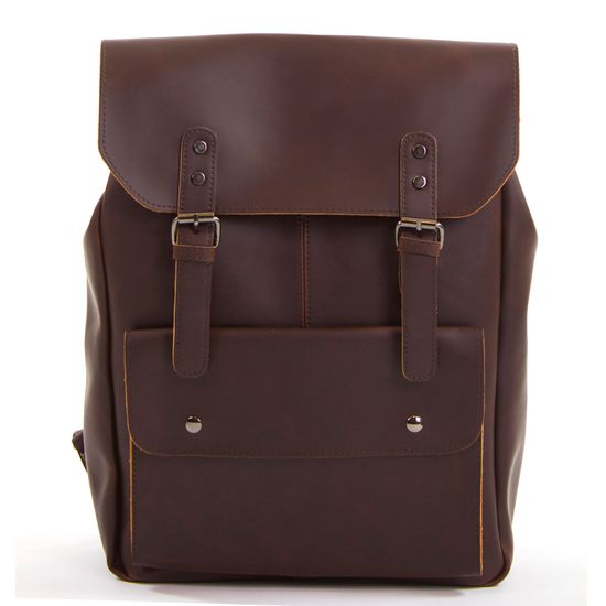 Крафтовый рюкзак из экокожи Тэгу. Тёмно-коричневый