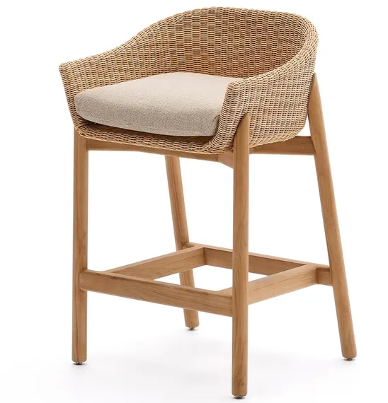Барный стул Galea из тикового дерева и синтетического ротанга, 75 см