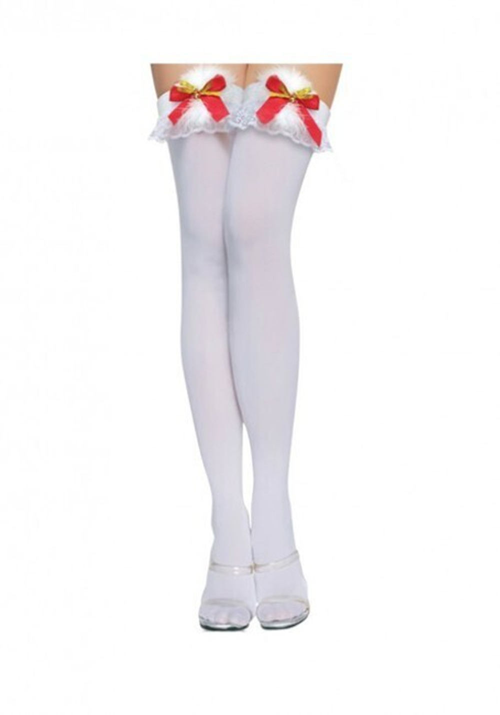 Чулки новогодние с бубенчиками белые (Цвет: белый)
