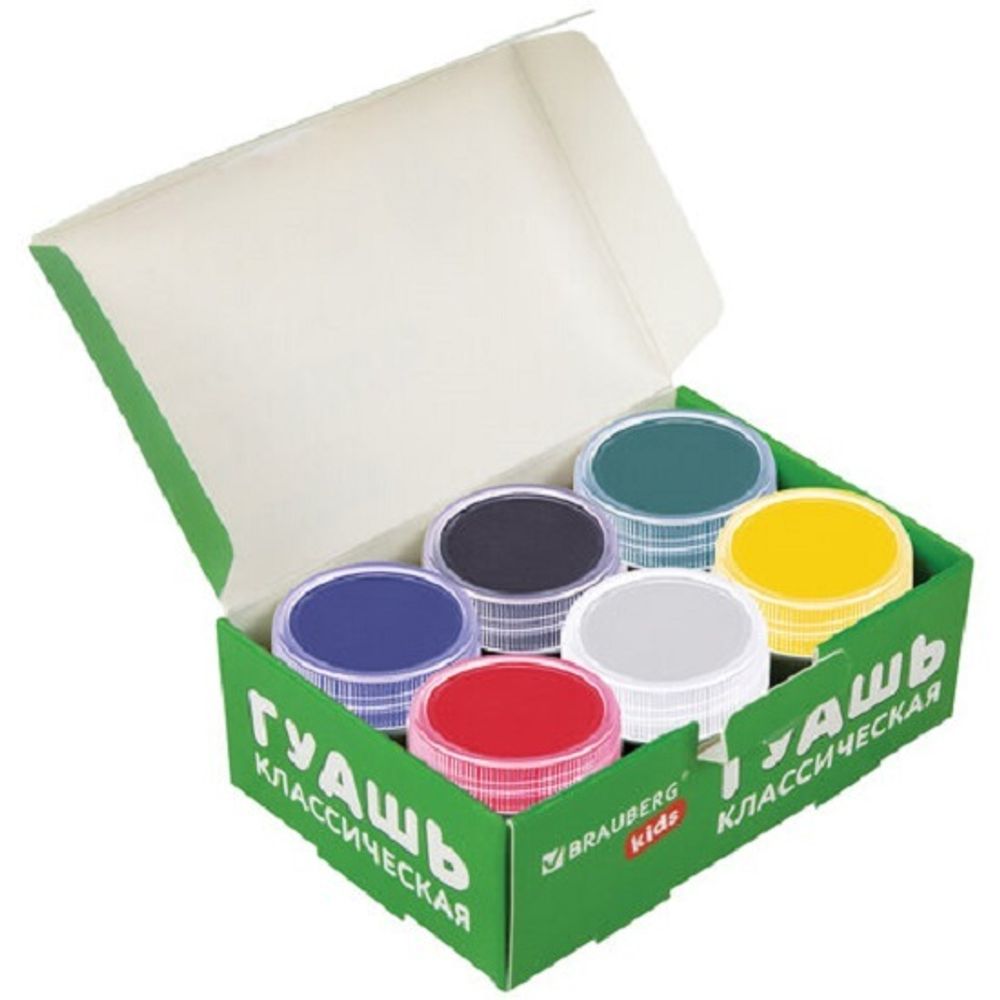 Гуашь 6 цветов по 10мл, Brauberg Kids New