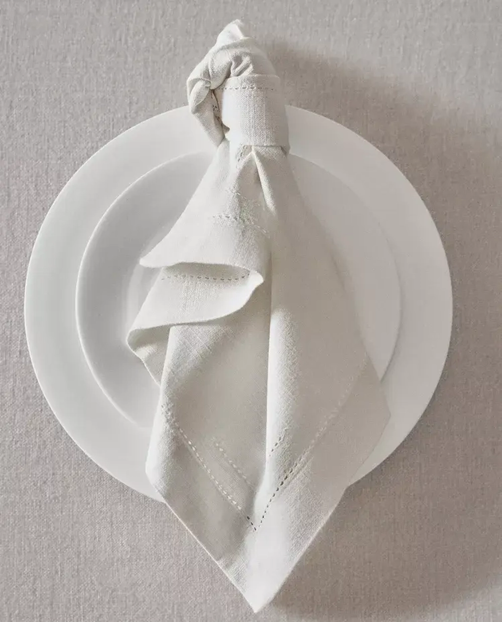 ZARA HOME АЖУРНАЯ ХЛОПКОВАЯ САЛФЕТКА (НАБОР ИЗ 2 ШТ.), БЕЛЫЙ