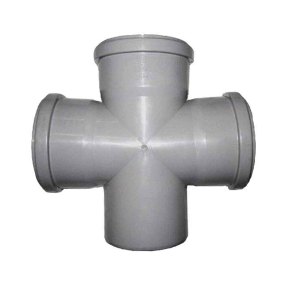 Крестовина ПП (полипропилен) для канализации (полипропилен) для канализации прямая 90гр. Дн 50-50-50 с уплотнительным кольцом