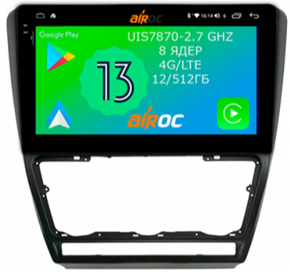 Магнитола для Skoda Octavia A5 2004-2013 - Airoc 2K AU-3202B (черная)на Android 13, TS20, 12/512Гб, SIM-слот
