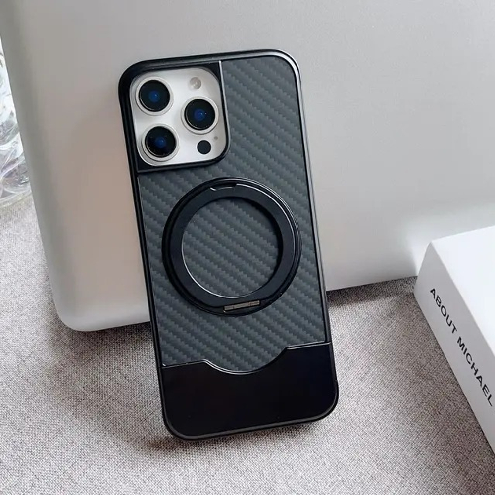 Чехол для iPhone 16 Pro DITAKA Full Cover, поворотная подставка алюминиевая
