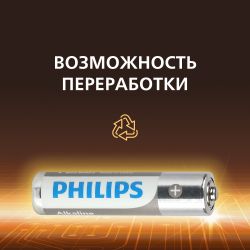 Батарейки Philips LR03A4B/51 ААА алкалиновые 1,5v 4 шт. LR03-4BL Entry (4/48/144/27648) | Philips