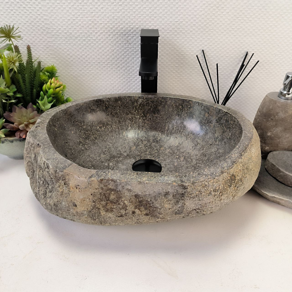 Раковина из речного камня RS-64120 (48*38*15) 0122