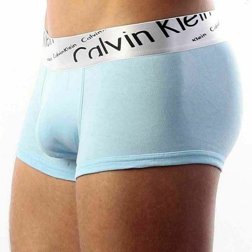 Мужские трусы боксеры светло-голубые с косой резинкой Calvin Klein Steel Boxer Italics Sky Blue