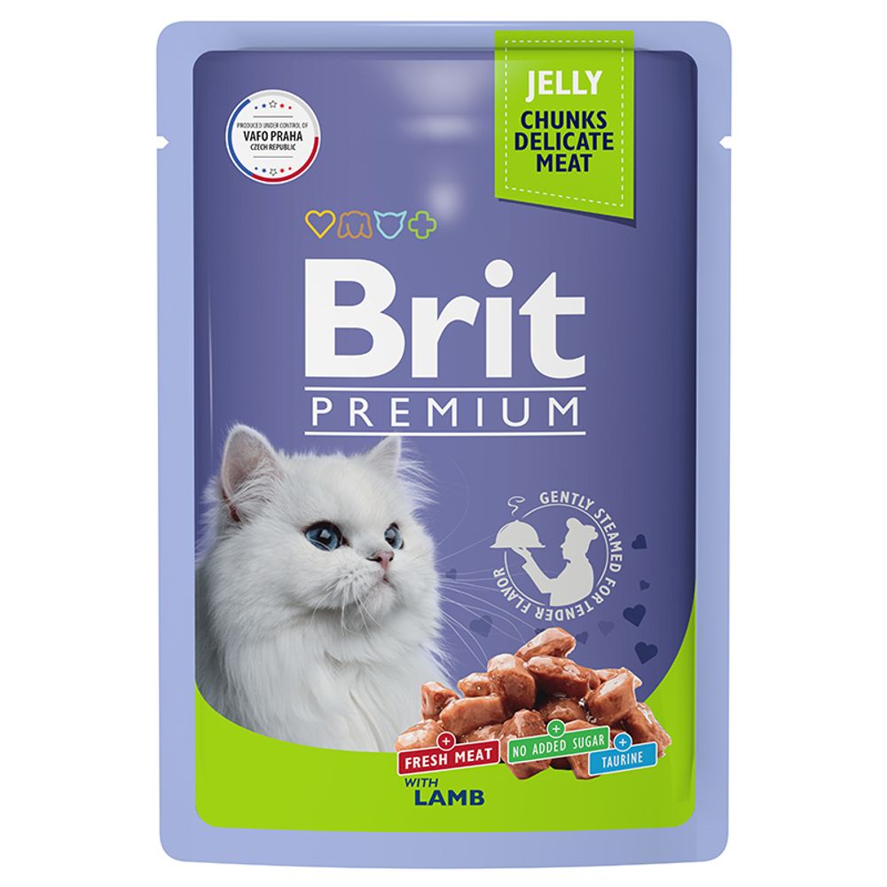 Пауч Brit Premium для взрослых кошек ягненок в желе 85 г