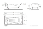 Ванна Roca Haiti 170x80 с отверстиями для ручек 2327G000R