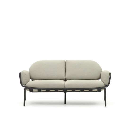 Уличный 2-местный диван Joncols с бежевой обивкой и серым алюминием 164 см