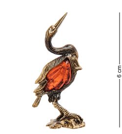 AM-3241 Фигурка «Аист» мал. (латунь, янтарь)