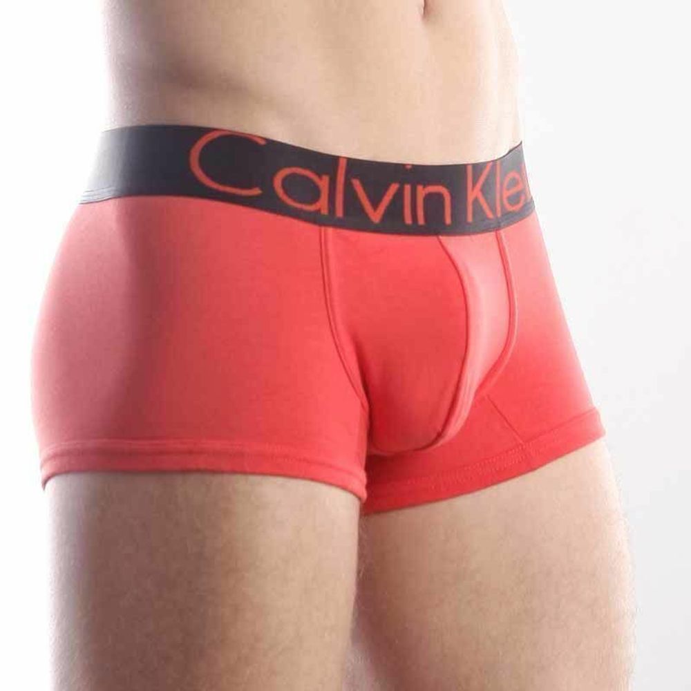 Мужские трусы хипсы красные с черной резинкой Calvin Klein Steel Red Black Waistband Boxer