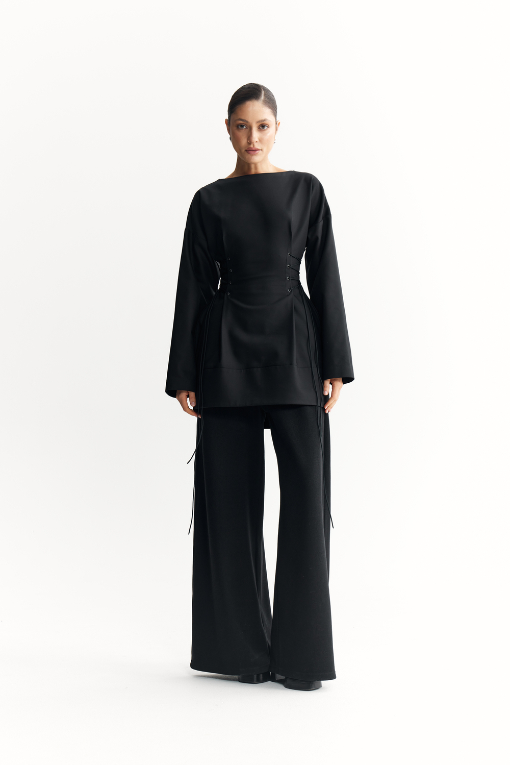 Платье мини со шнуровкой