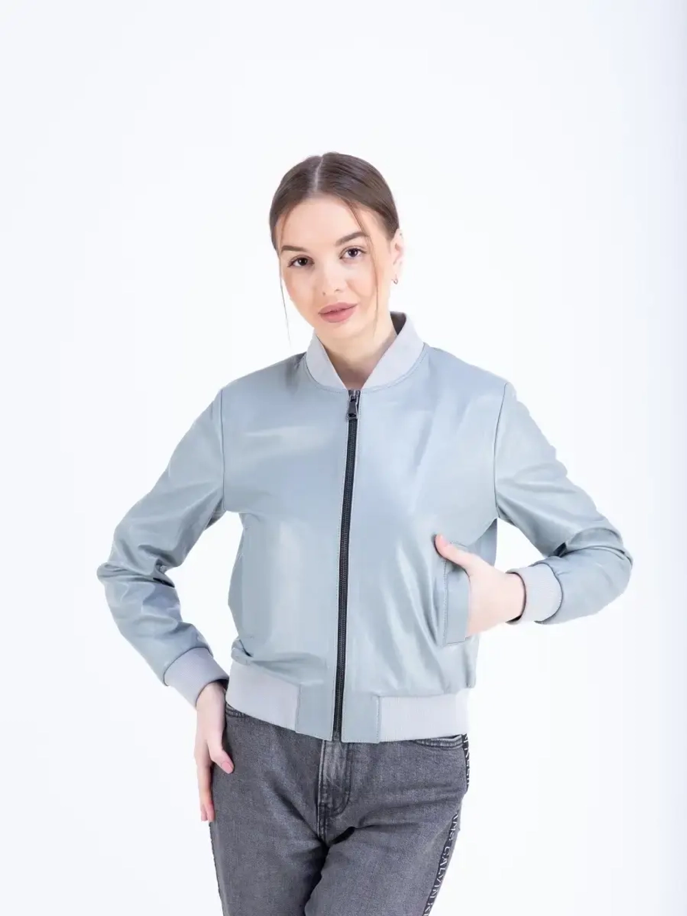 Куртка женская кожаная бомбер женский натуральный Турция