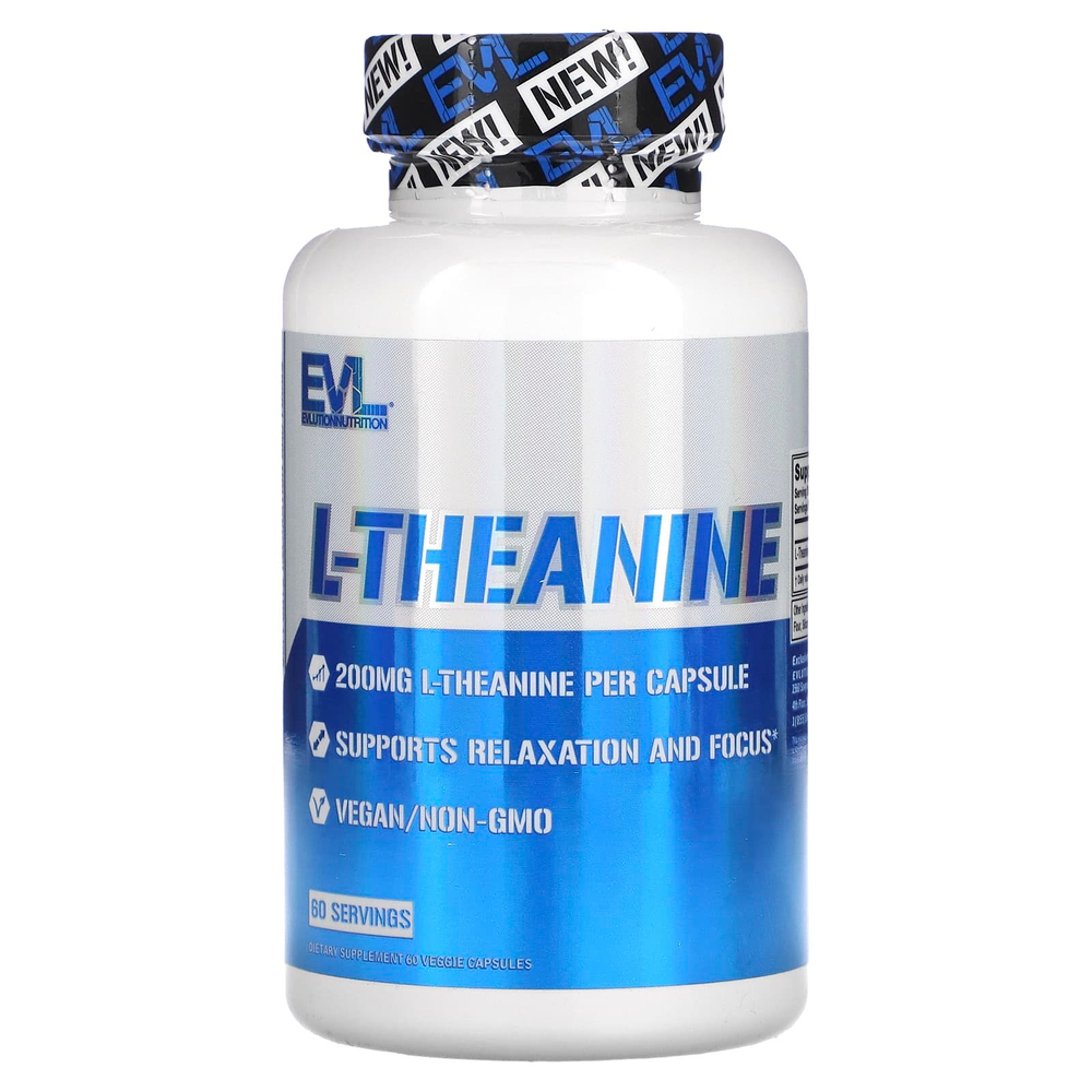 EVLution Nutrition, L-теанин, 200 мг, 60 растительных капсул