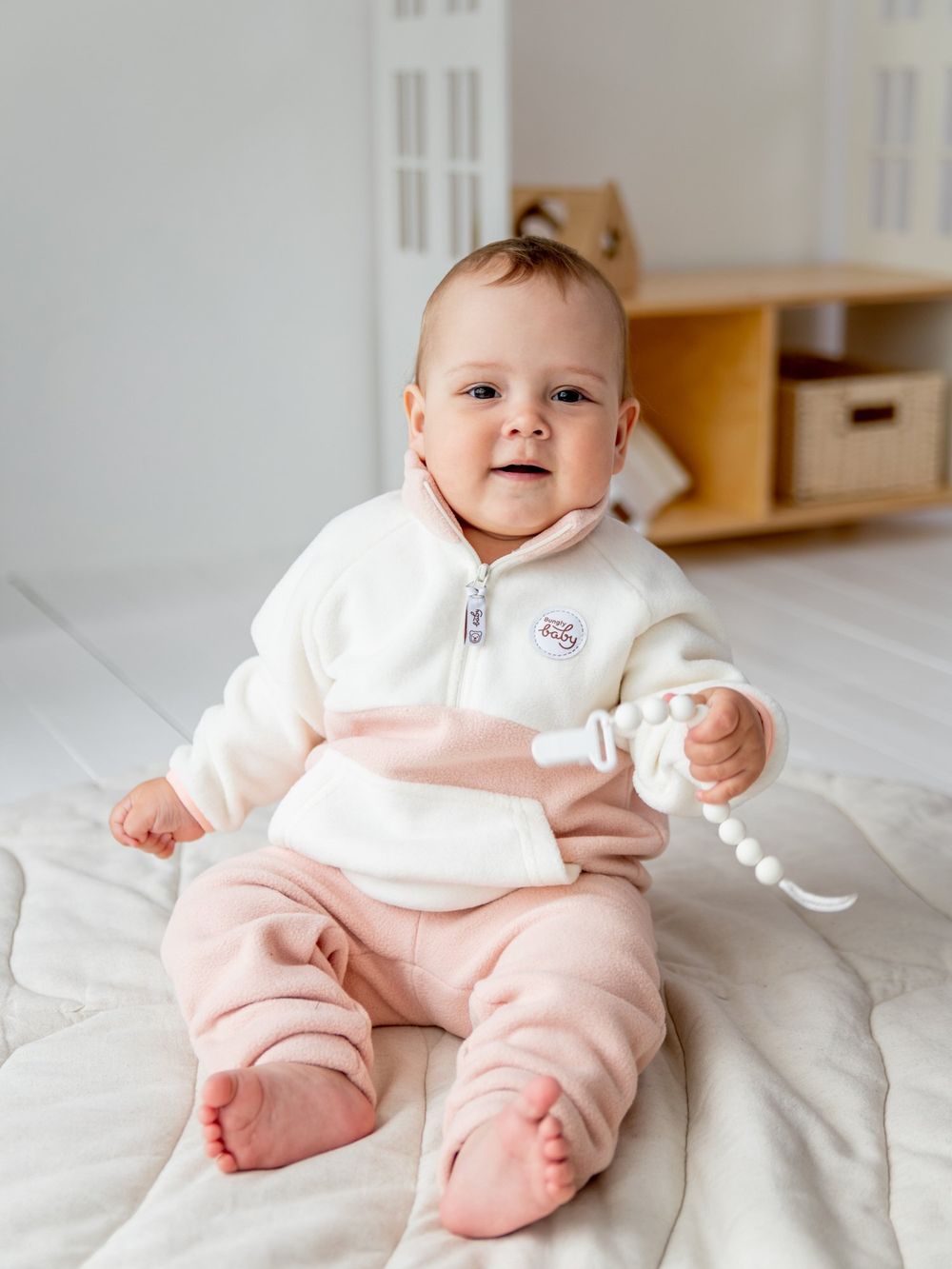 Костюм флисовый Колор блок "Пудра" 0+