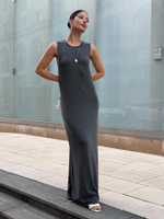 Платье NARINA с закрытым декольте, серый меланж