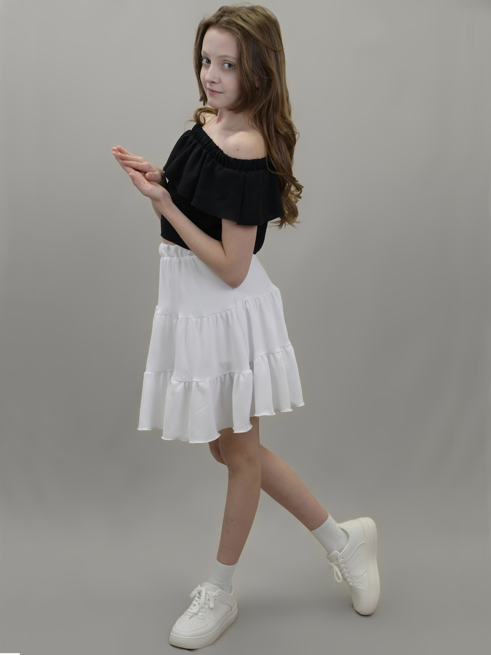 Юбка для девочки летняя с воланами ярусная