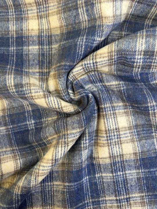 Костюмная принт клетка, беж/молочн/синий BRUSH CHKS BST3520