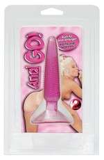 Узкая рельефная пробочка на присоске Anal Go (Цвет: малиновый)