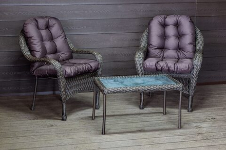 Садовый комплект из искусственного ротанга Мэдисон НЬЮ (Medison NEW) Balcony set с прямоугольным столиком с подушками на сиденье и спинку
