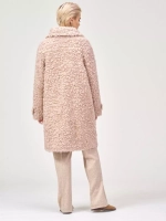 Шуба из шерсти мериноса чебурашка, розово-бежевая, SilverFox (арт. S1160rm05bz)