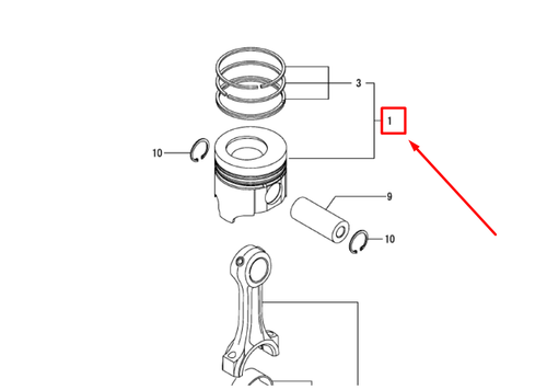 129677-22000 PISTON ASSY W/RINGS, STD