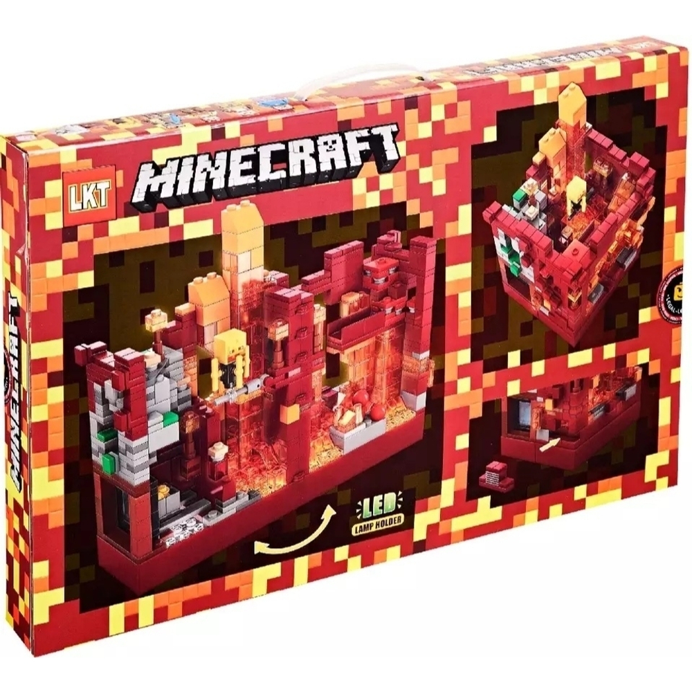 Конструктор Майнкрафт, LKT Minecraft 123-221 "Лавовая пещера" с LED подсветкой 798 деталей