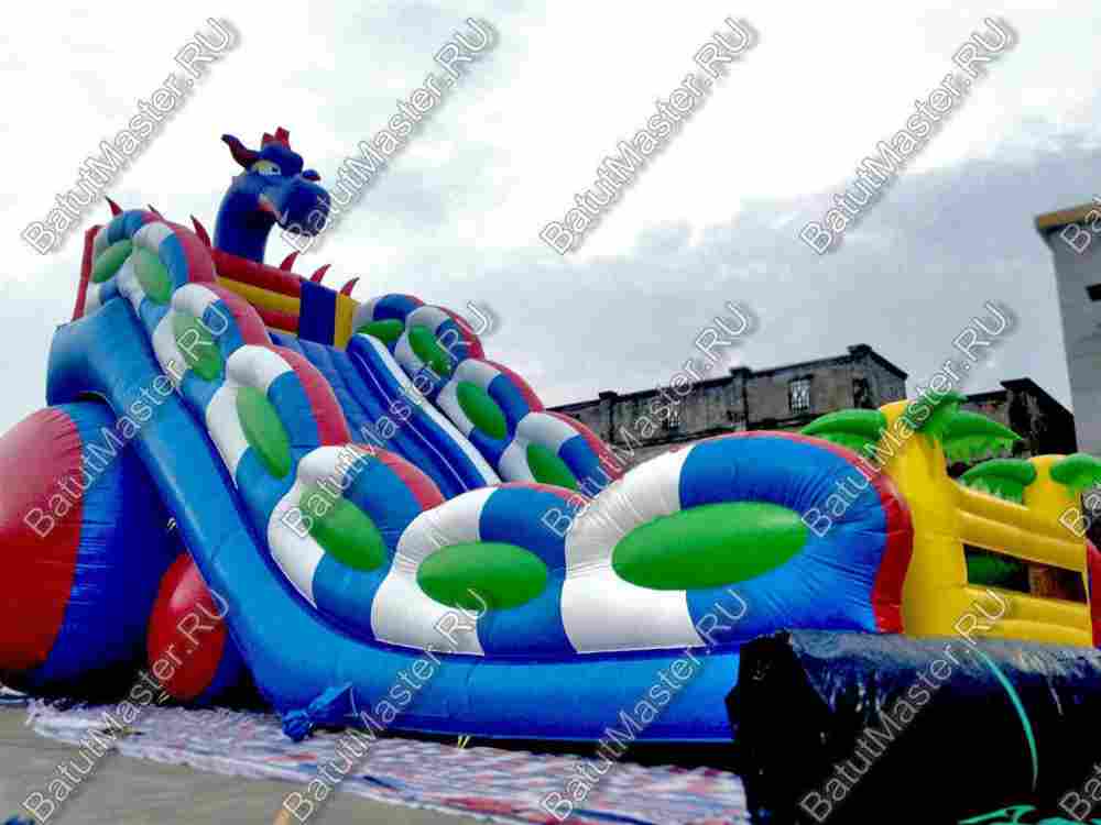 Коммерческий надувной батут-горка "Дракон" 15*7*11 м