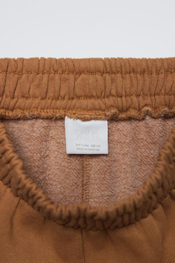 ZARA КОМПЛЕКТ ИЗ ХУДИ И БРЮК WIDE LEG ИЗ МЯГКОЙ ТКАНИ, СВЕТЛО-КОРИЧНЕВЫЙ