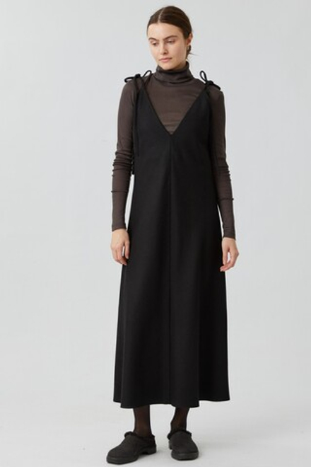 Сарафан макси на завязках из черной шерсти