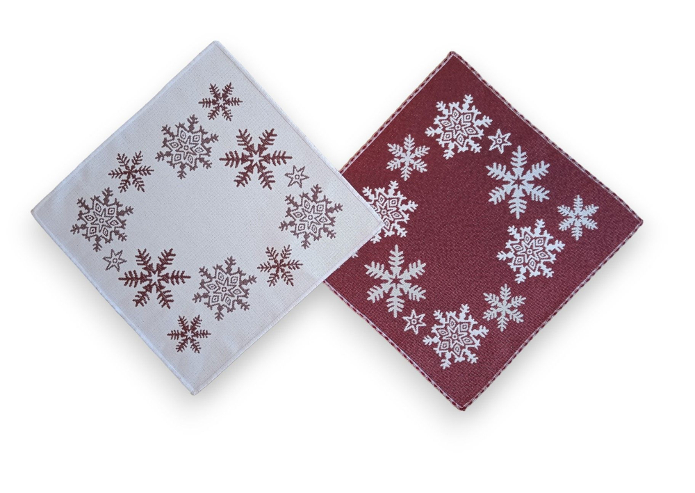 Набор декоративных гобеленовых салфеток Снежинки 32х32 (2 шт.)