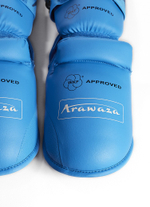 Защита голени и стопы для каратэ ARAWAZA синяя (одобрено для соревнований)