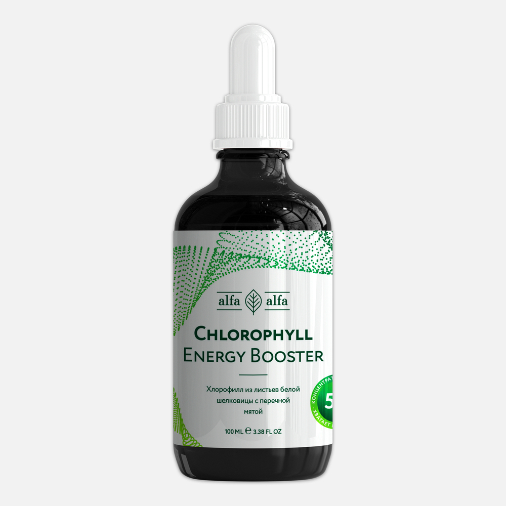 CHLOROPHYLL Energy Booster Хлорофилл из листьев белой шелковицы с перечной мятой, 100 мл