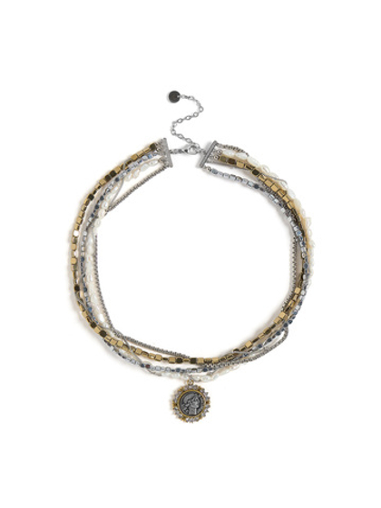 Колье "Pearl hematite coin bicolor"