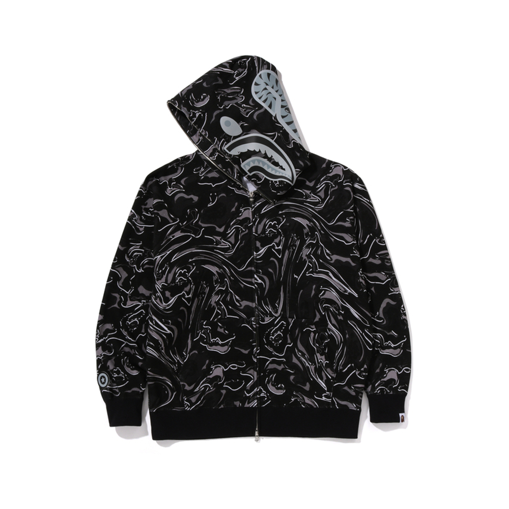 A Bathing Ape Marbling Camo Shark Relaxed Fit Full Zip Худи черный