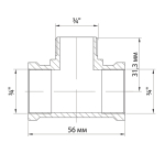 Тройник 3/4'' вн/нар/вн VRT® никель
