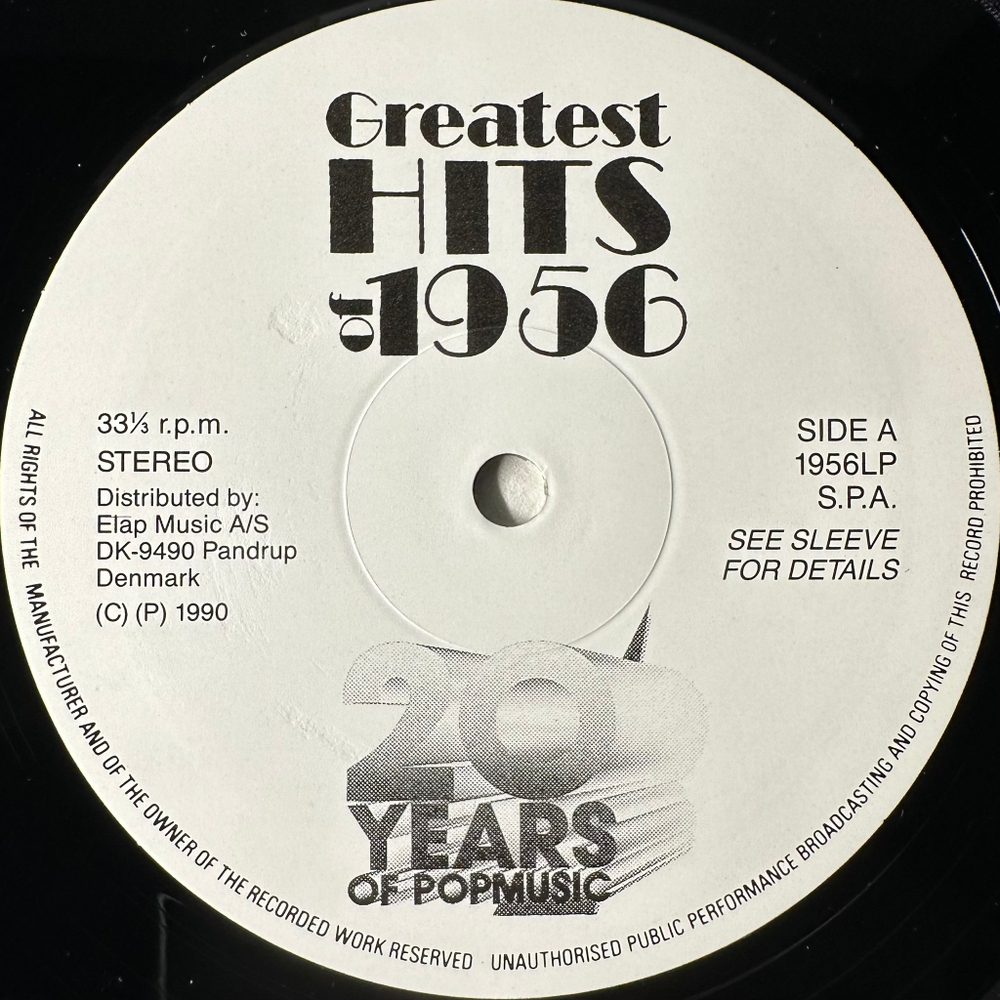 Сборник Greatest Hits Of 1956 2LP (Дания 1990г.)