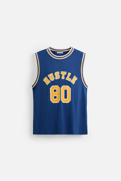 ZARA ФУТБОЛКА В СТИЛЕ VARSITY, СИНИЙ